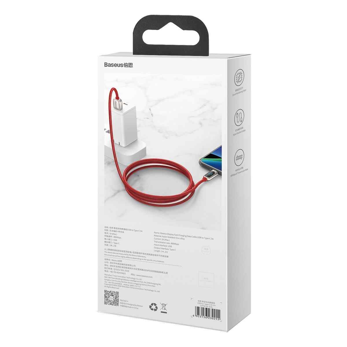 Baseus Display кабел USB към Type-C 5A 1m червен